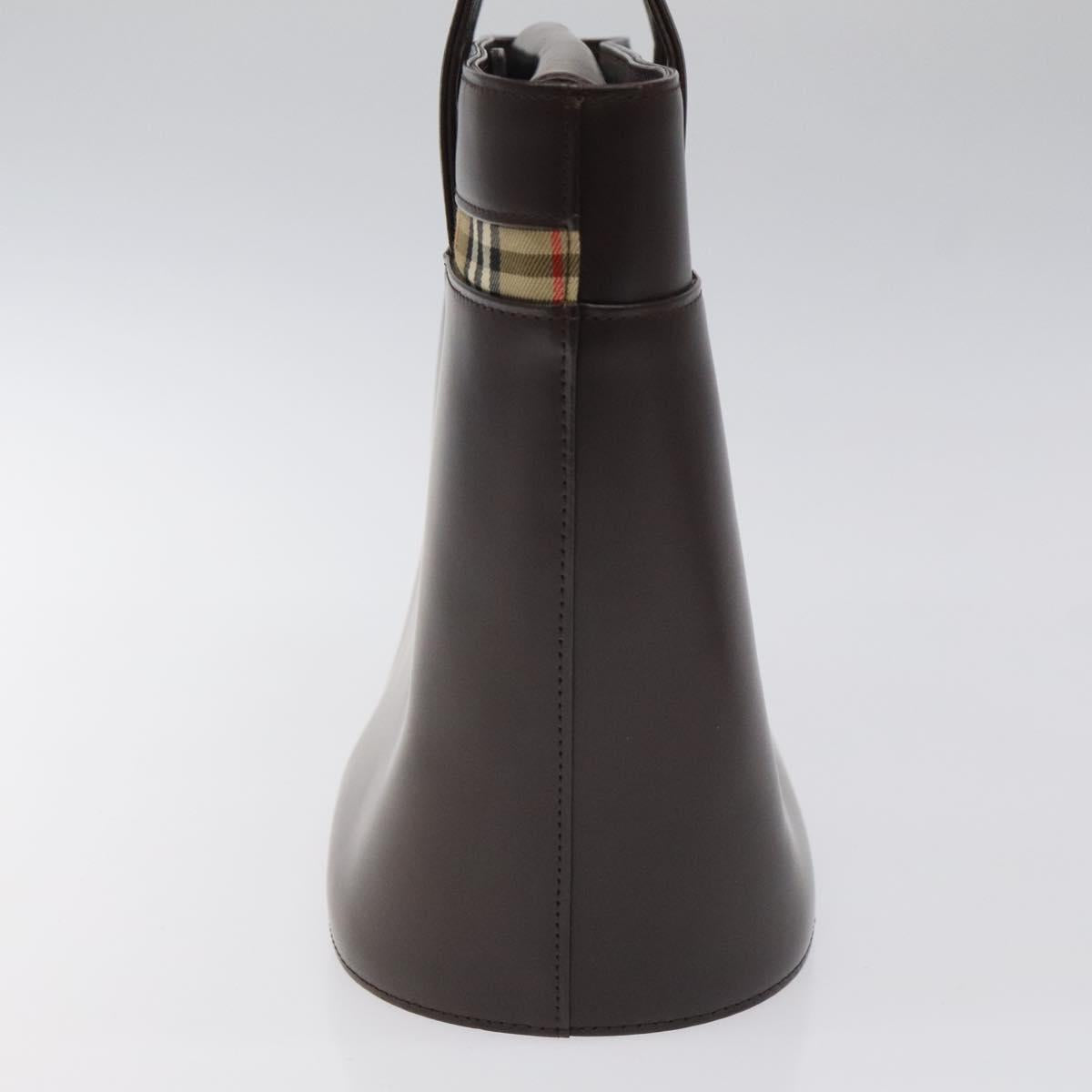 Burberry House Check Brown Leather Handbag ( )