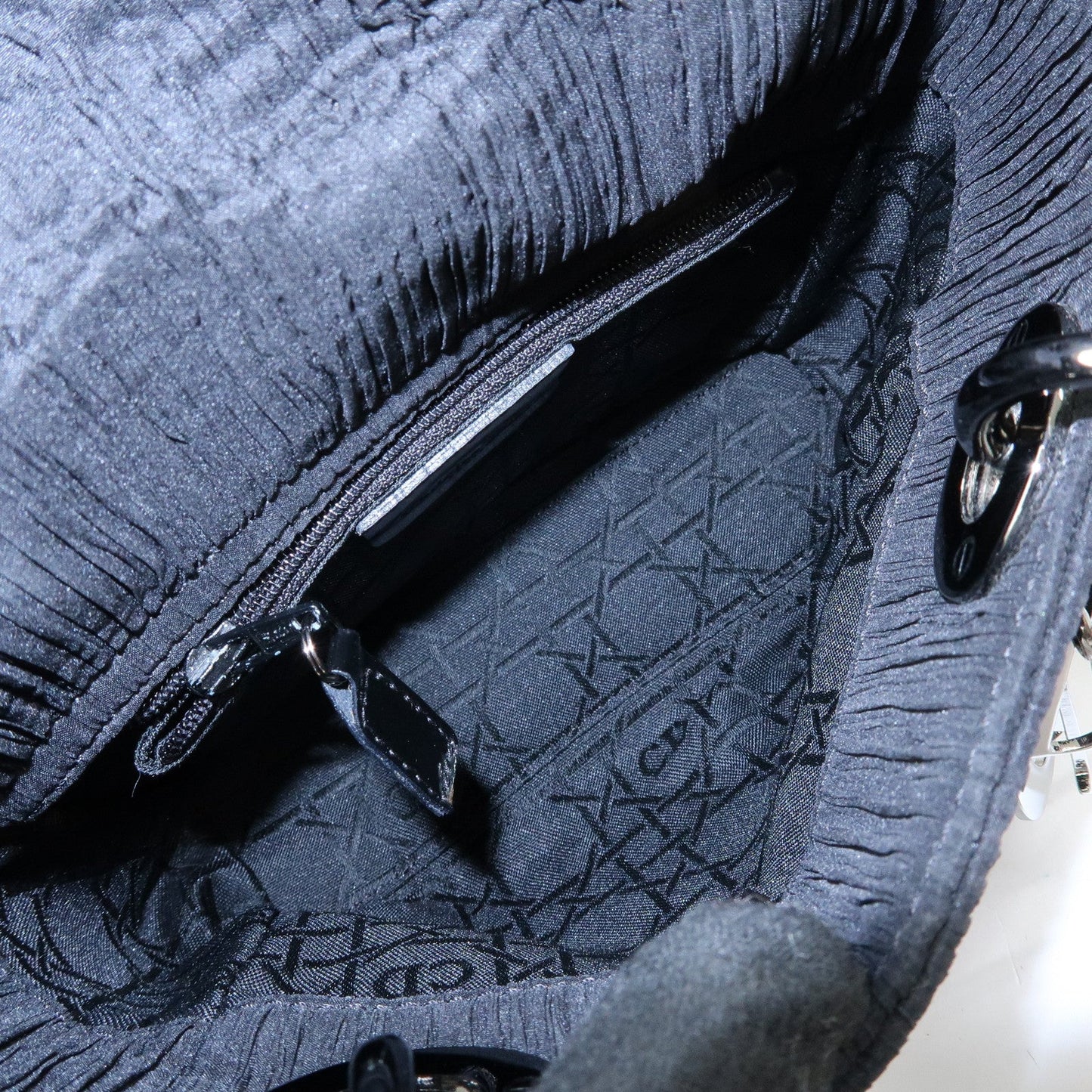 Christian Dior Lady Dior Rose Motif Satin 2Way Bag Hand Bag Black