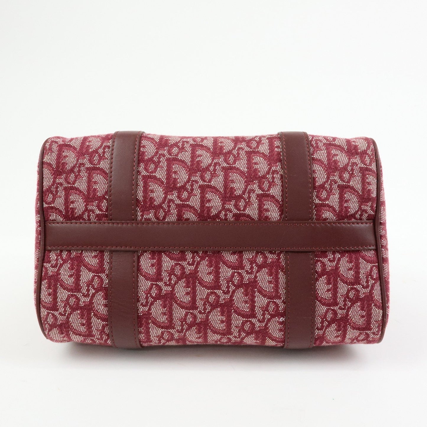 Christian Dior Trotter Jacquard Canvas Leather Boston Bag Hand Bag