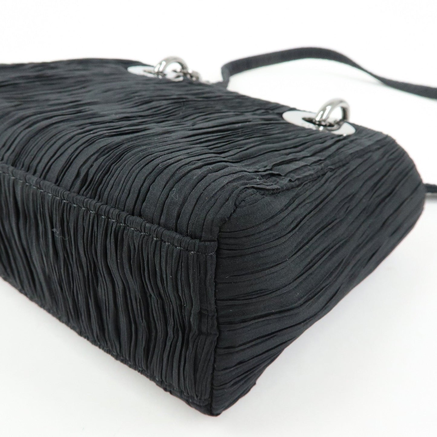 Christian Dior Lady Dior Rose Motif Satin 2Way Bag Hand Bag Black