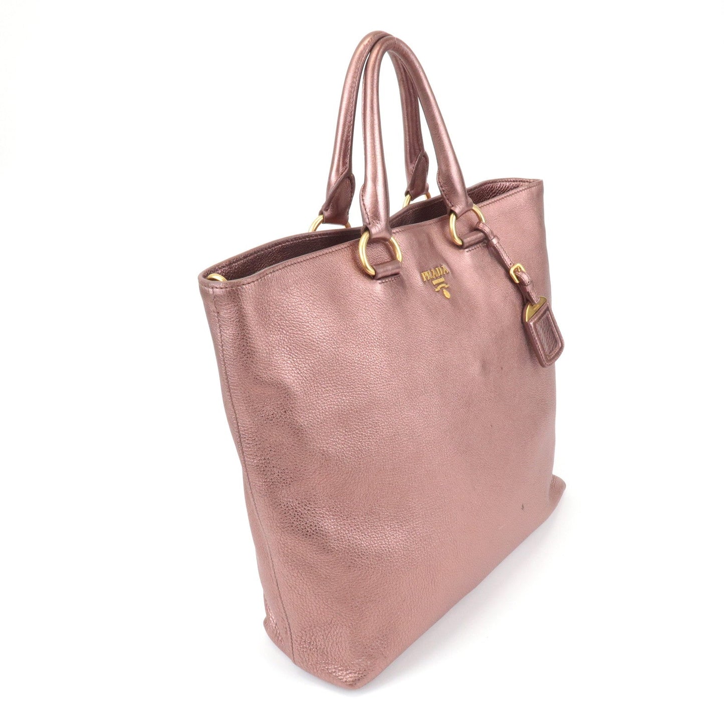 PRADA Leather 2Way Tote Bag Shoulder Bag Metallic Pink BN1713
