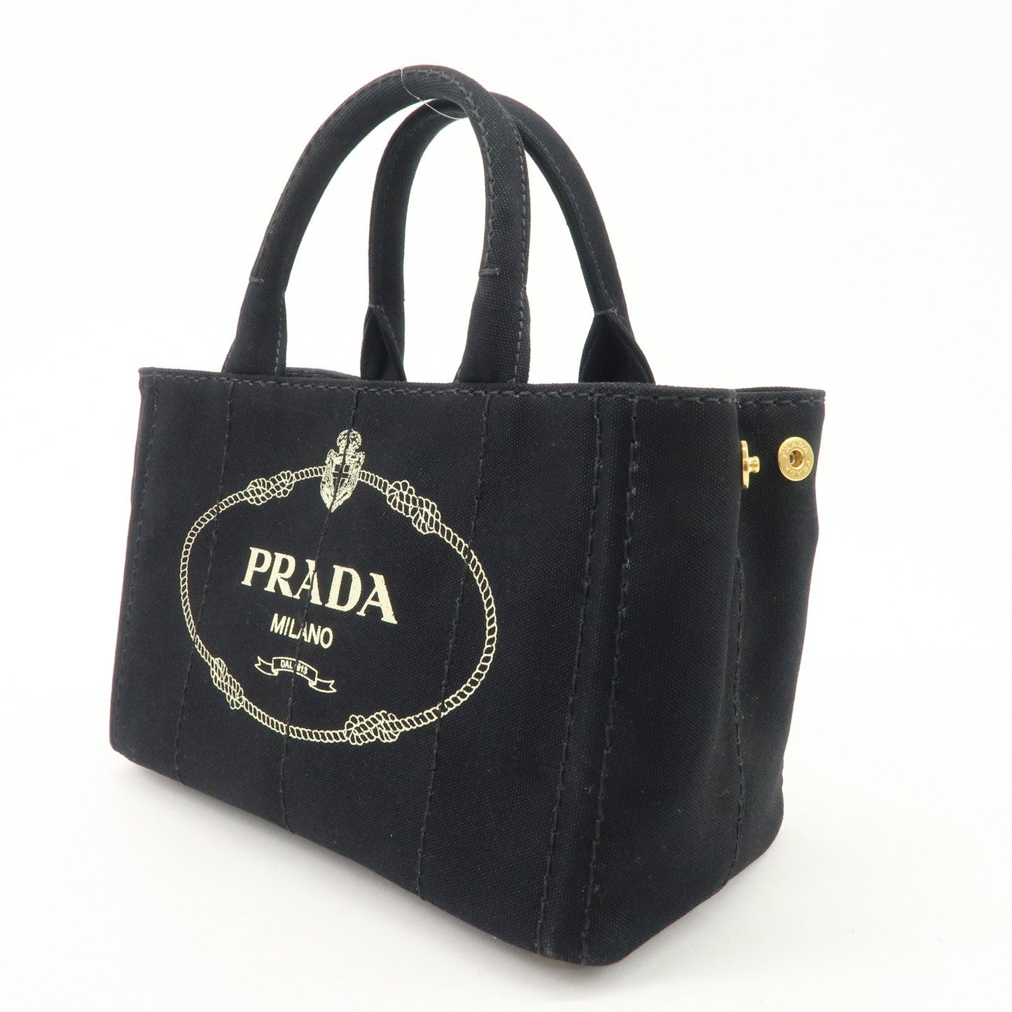 PRADA Canapa Mini Canvas 2Way Hand Bag Tote Bag Black 1BG439