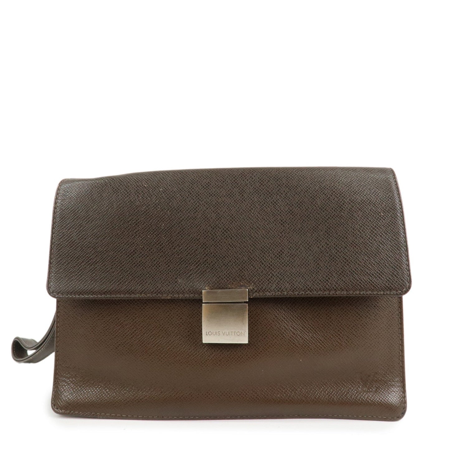 Louis Vuitton Taiga Selenga Clutch Bag Hand Bag Grizzly M30788