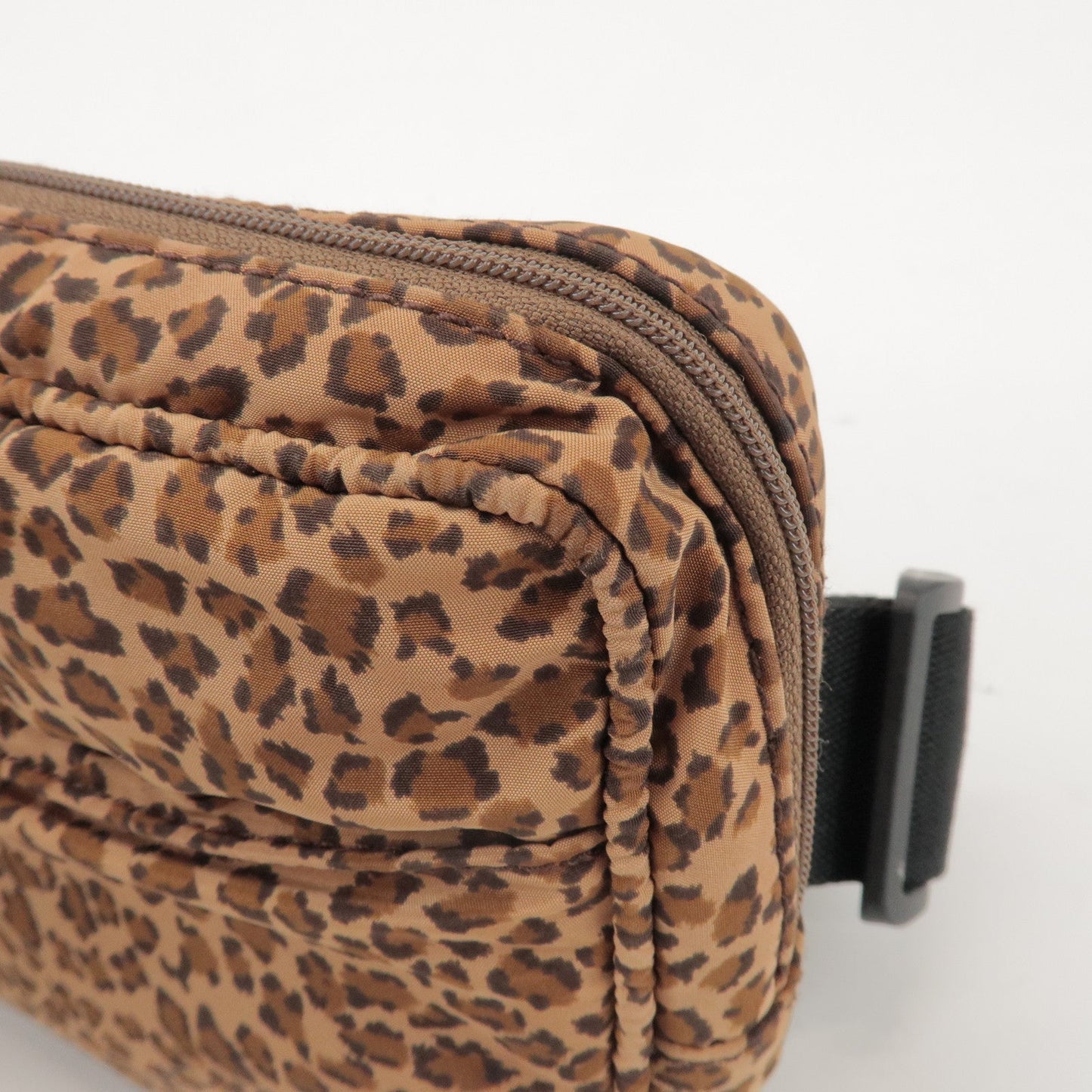 BOTTEGA VENETA Nylon Animal Print Waist Bag Brown Black 216371