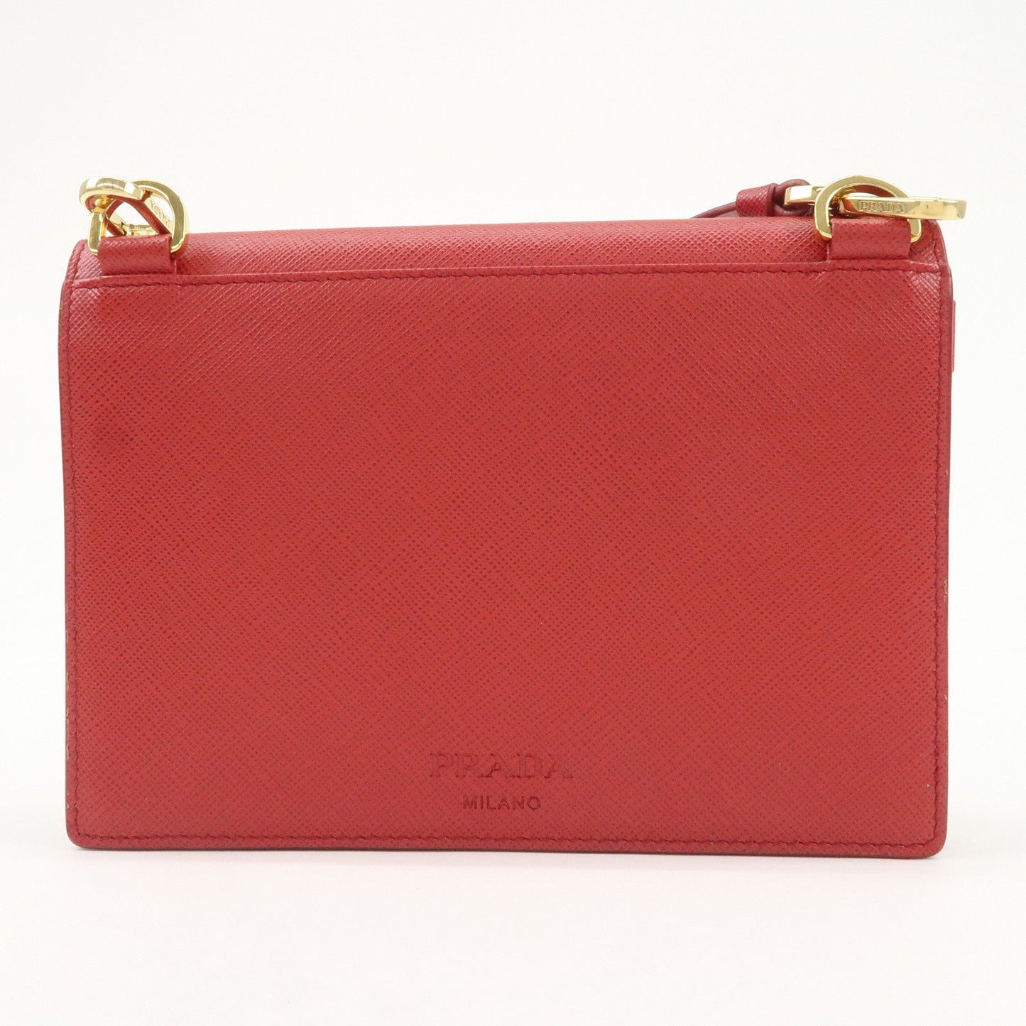 PRADA Heart Lock Leather Shoulder Bag Crossbody Bag Red
