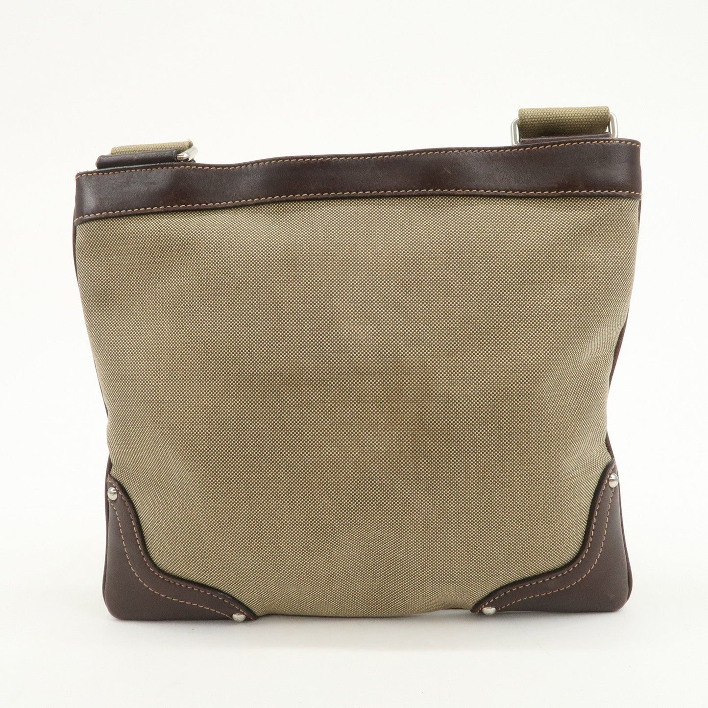 PRADA Logo Jacquard Leather Shoulder Bag Beige Brown BT0537