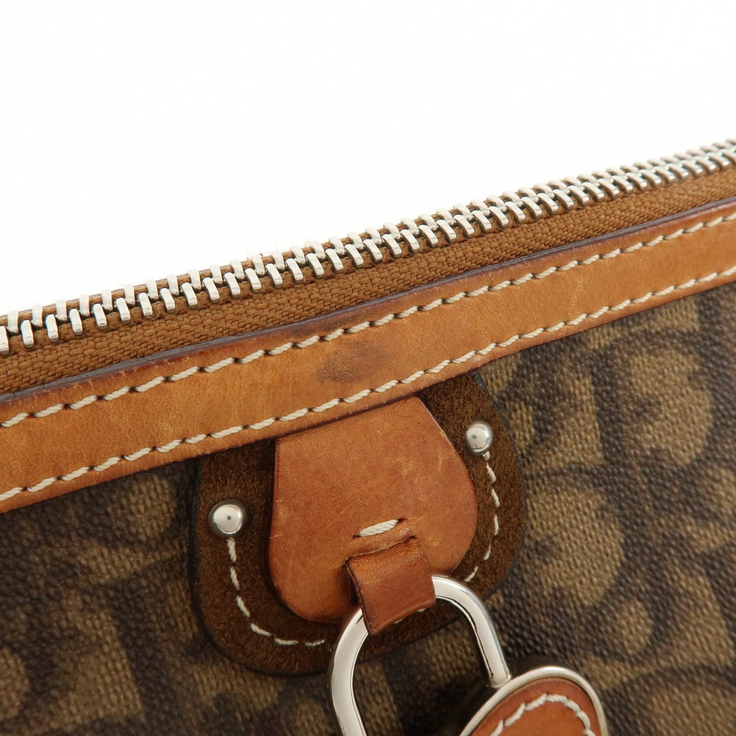 Christian Dior Romantic Trotter PVC Leather Shoulder Bag Brown