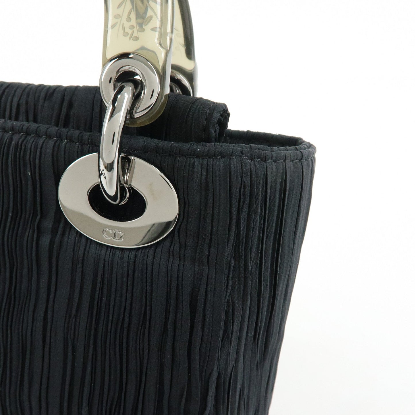 Christian Dior Lady Dior Rose Motif Satin 2Way Bag Hand Bag Black