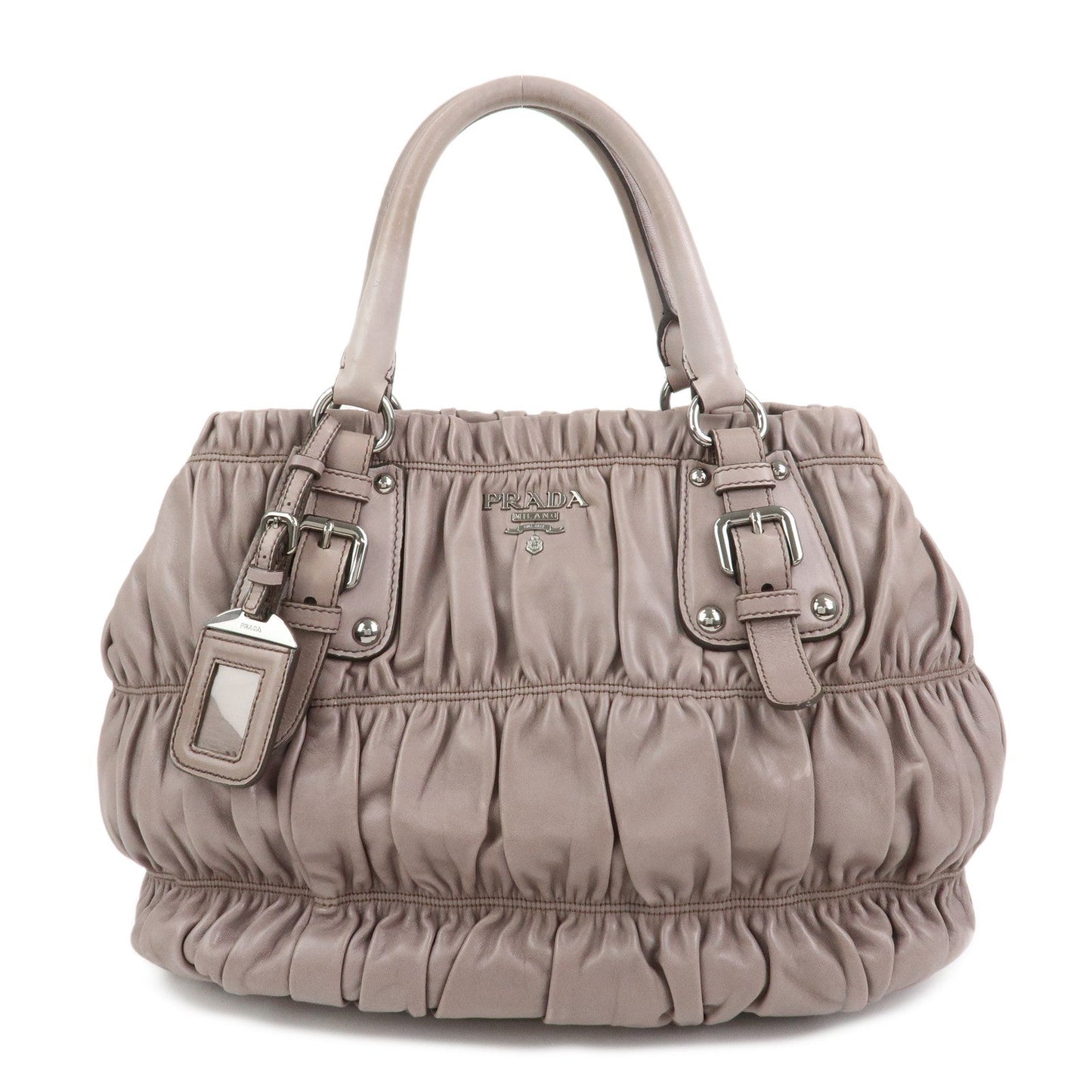PRADA Logo Nappa Leather 2Way Bag Shoulder Bag Hand Bag Gray
