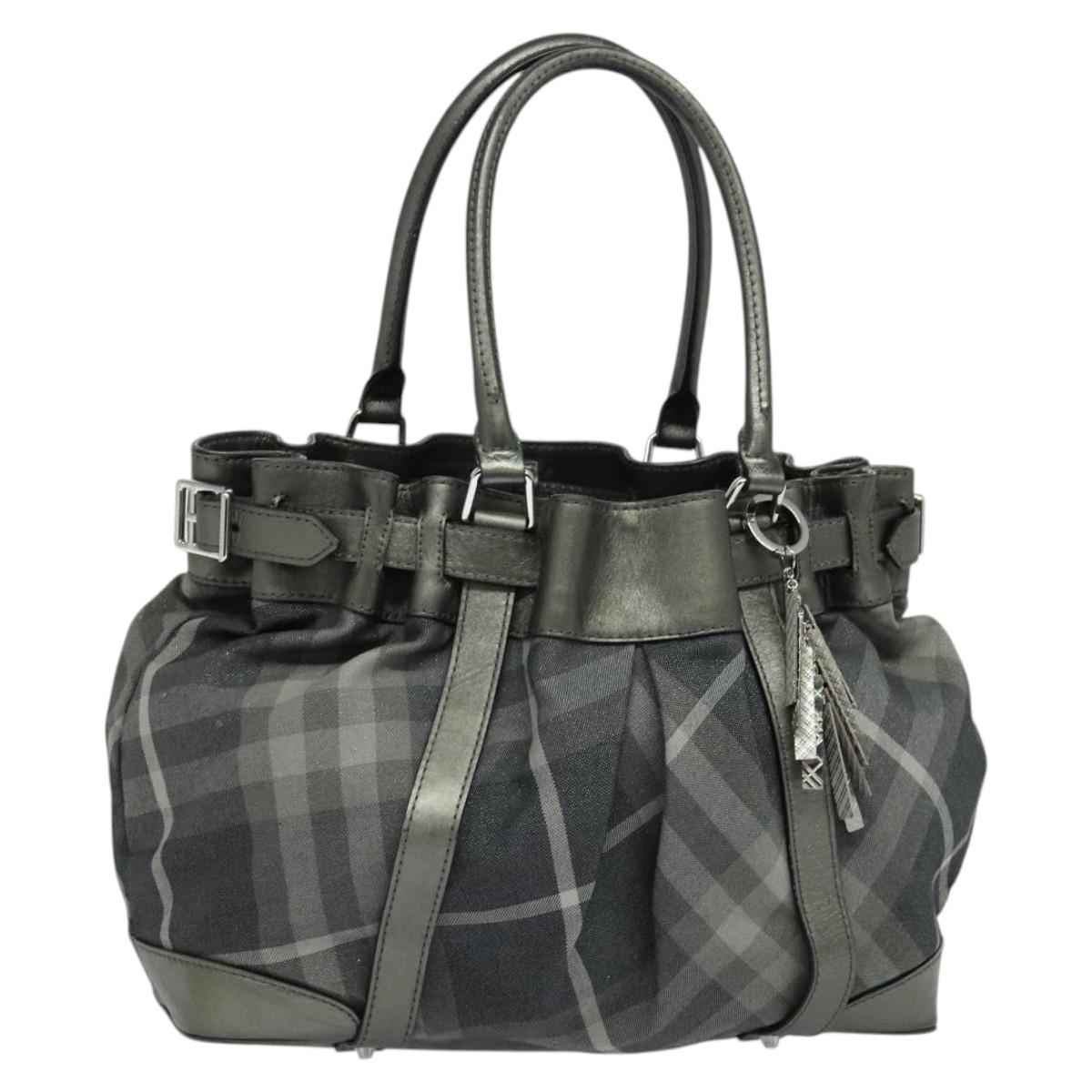 Burberry Nova Check Black Canvas Tote Bag ( )
