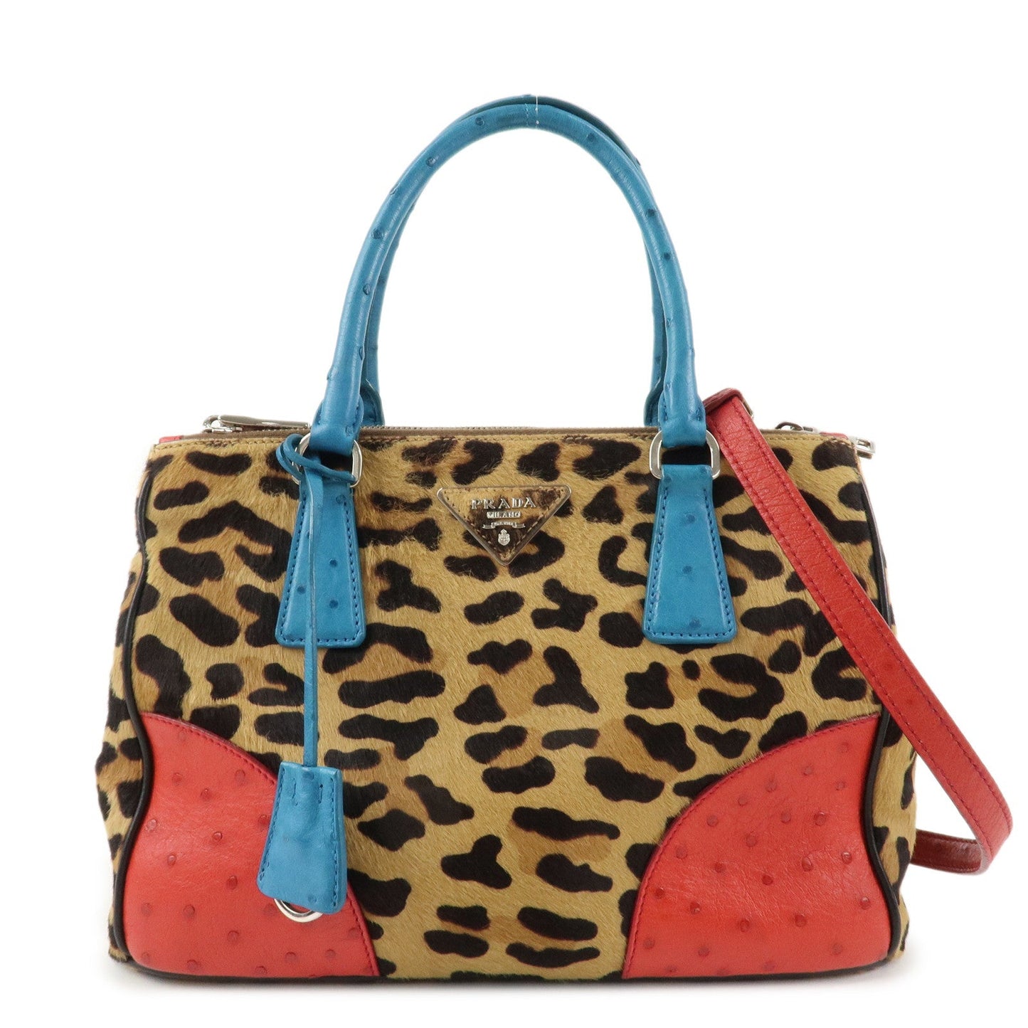 PRADA Galleria Triangle Logo Unborn Calf Leather 2Way Bag 1BA863