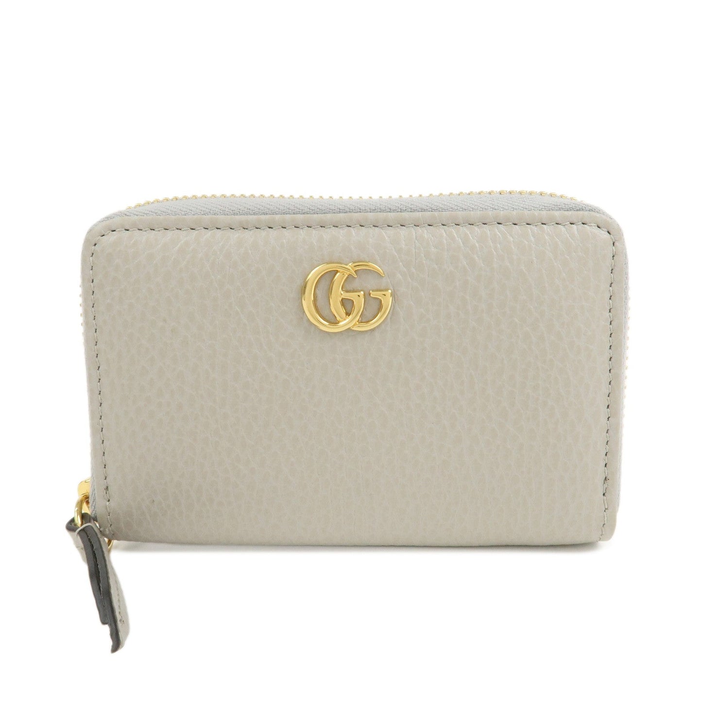 GUCCI GG Marmont Leather Round Zippy Coin Case Grey 644412