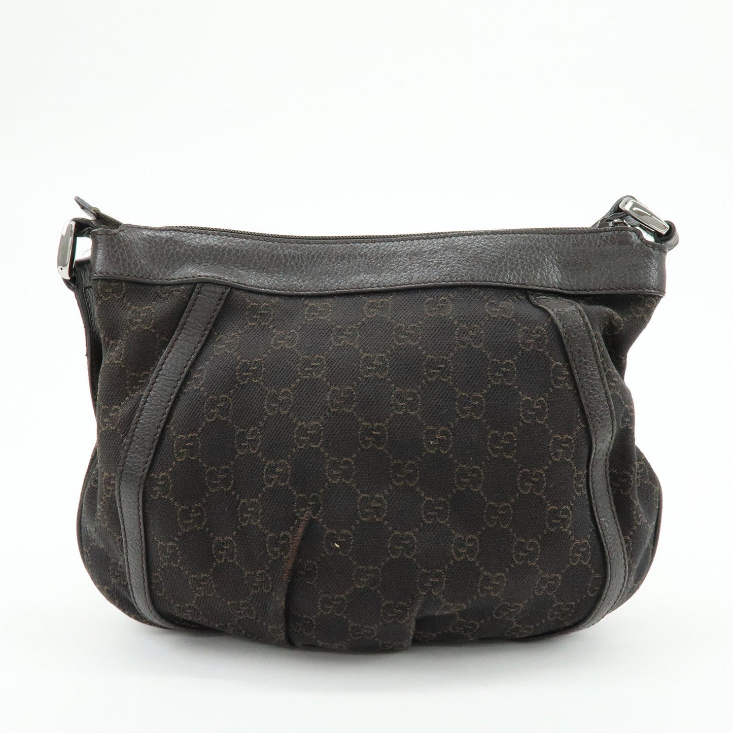 GUCCI Abbey GG Canvas Leather Shoulder Crossbody Bag Brown 265691