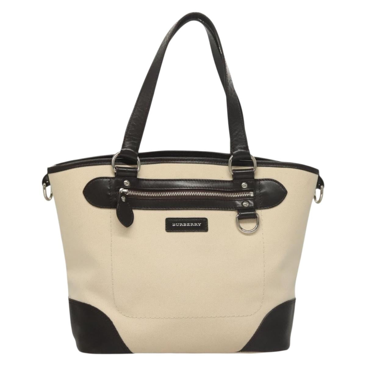 Burberry Nova Check White Canvas Tote Bag ( )