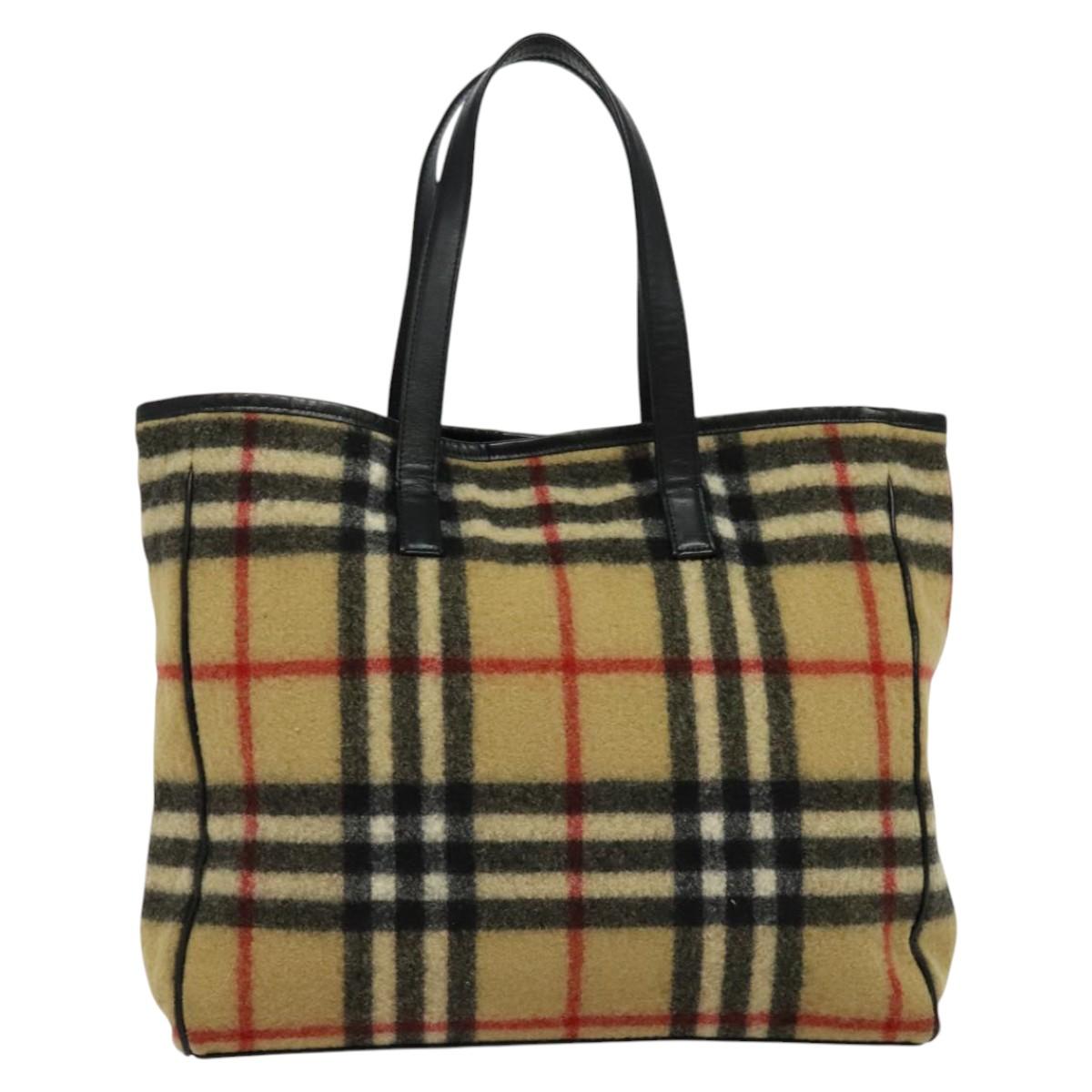 Burberry Nova Check Beige Wool Tote Bag ( )