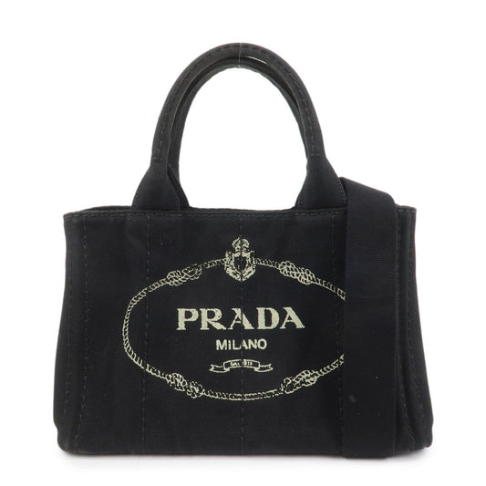 PRADA Canapa Mini Canvas 2Way Bag Hand Bag Black 1BG439