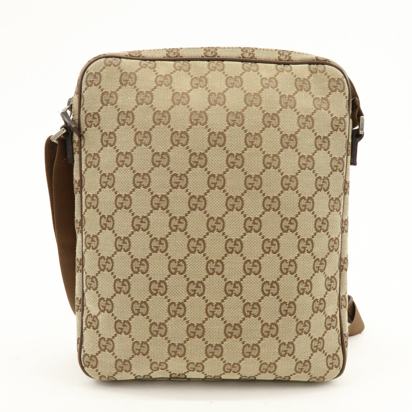 GUCCI GG Canvas Leather Shoulder Bag Crossbody Bag Brown 92551