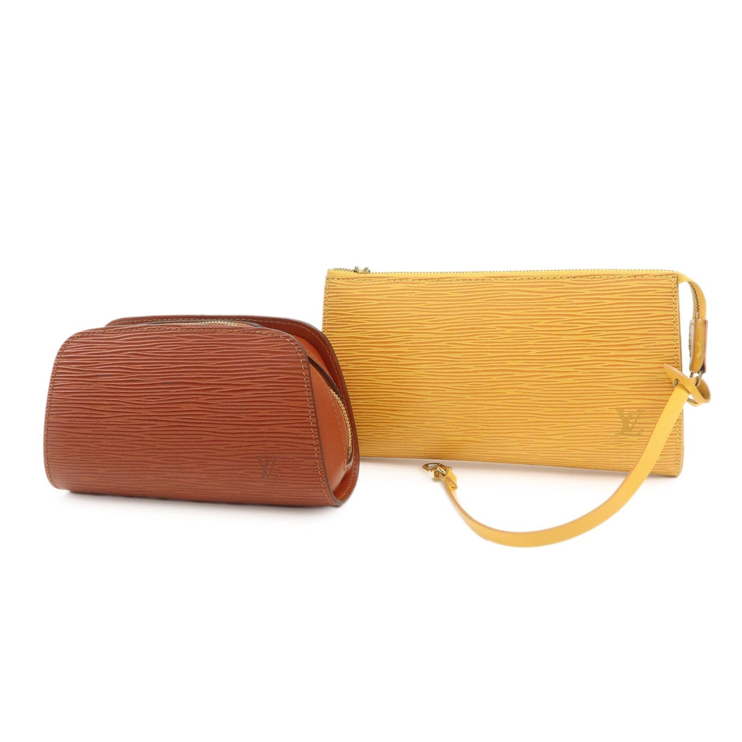 Louis Vuitton Set of 2 Epi Pouch Brown Yellow M52949 M48443