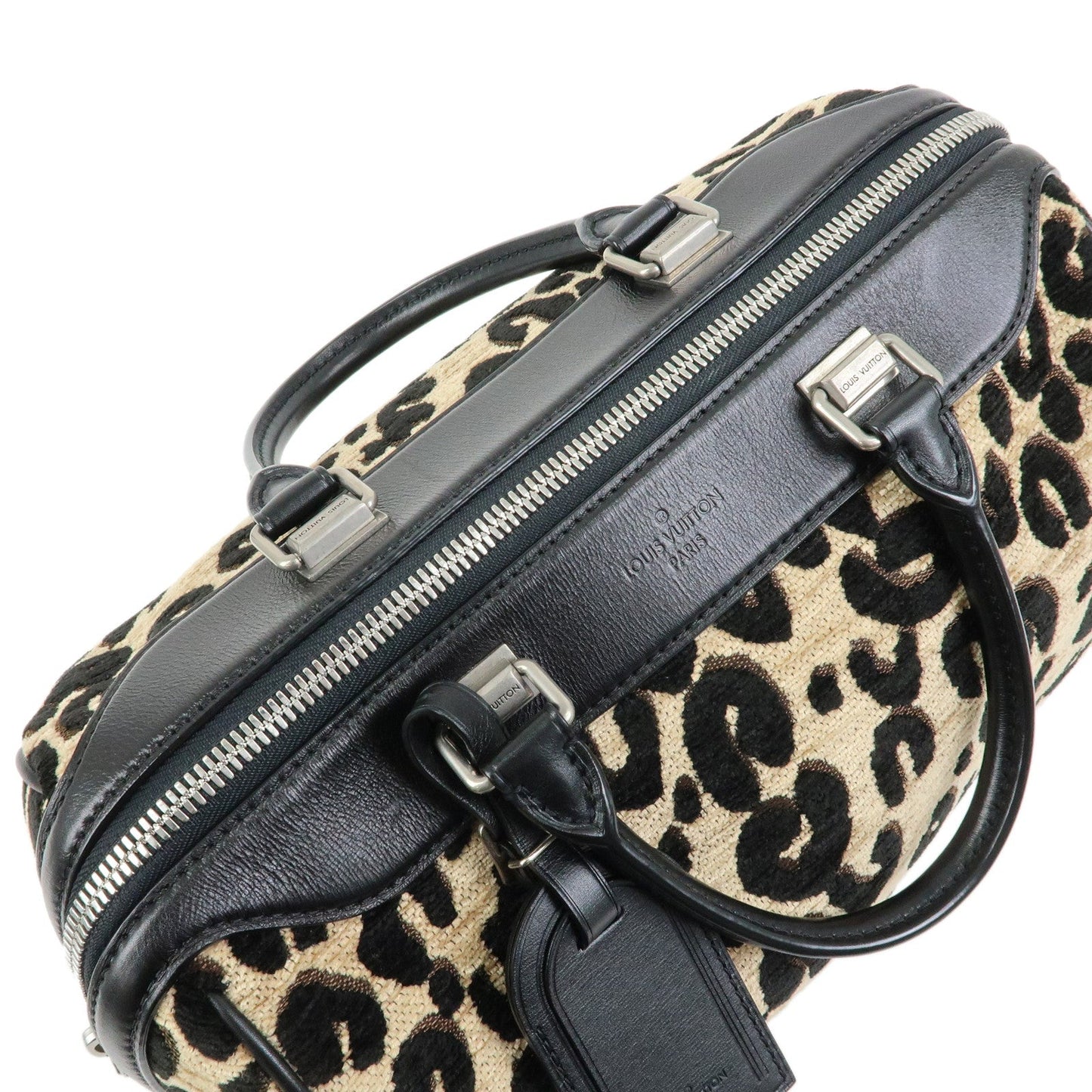 Louis Vuitton Speedy 30 Leopard Corduroy Leather Boston Bag M97396