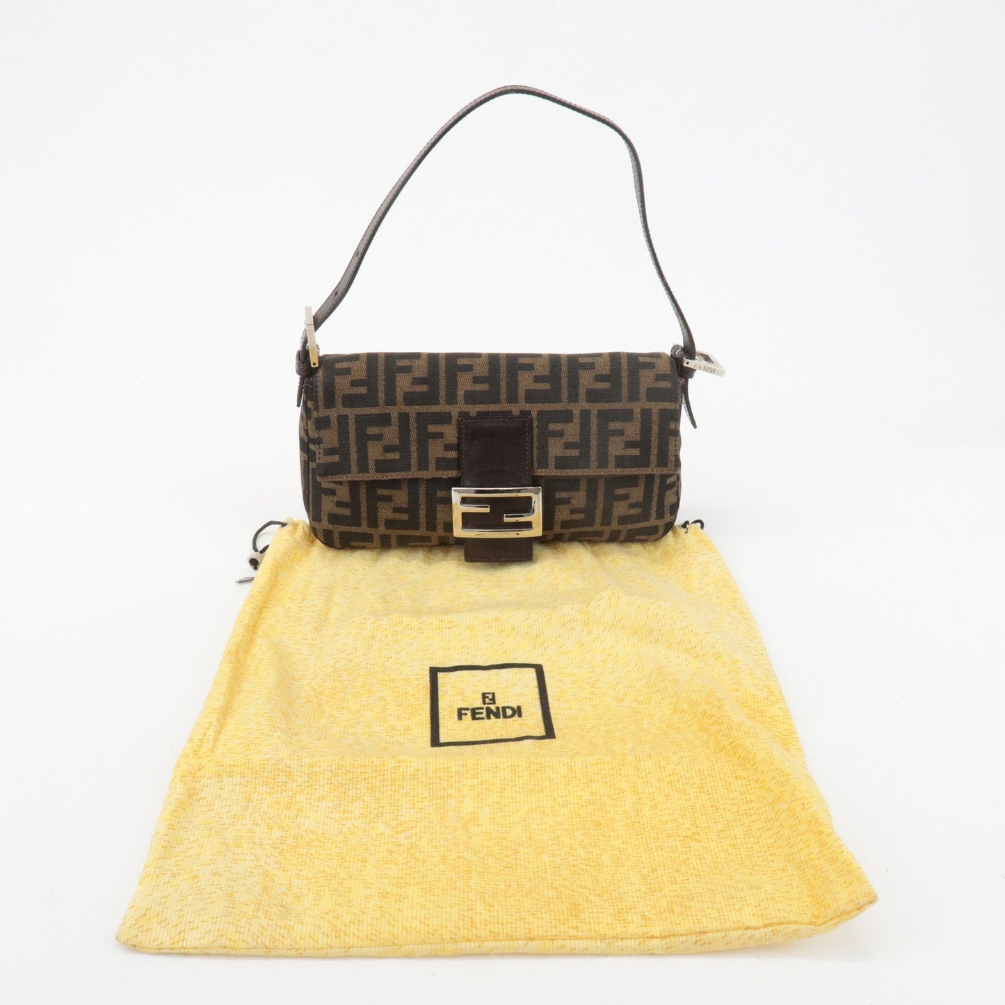FENDI Zucca Mamma Baguette Canvas Shoulder Bag 26424 Brown Black