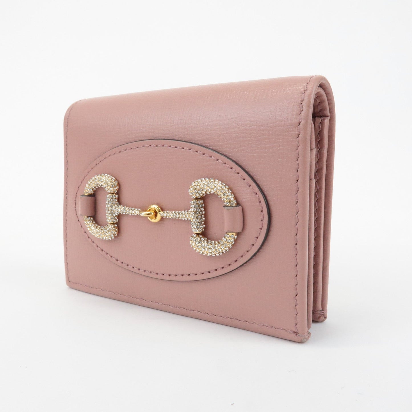 GUCCI Horsebit Leather Bi-fold Wallet Small Wallet Pink 621887