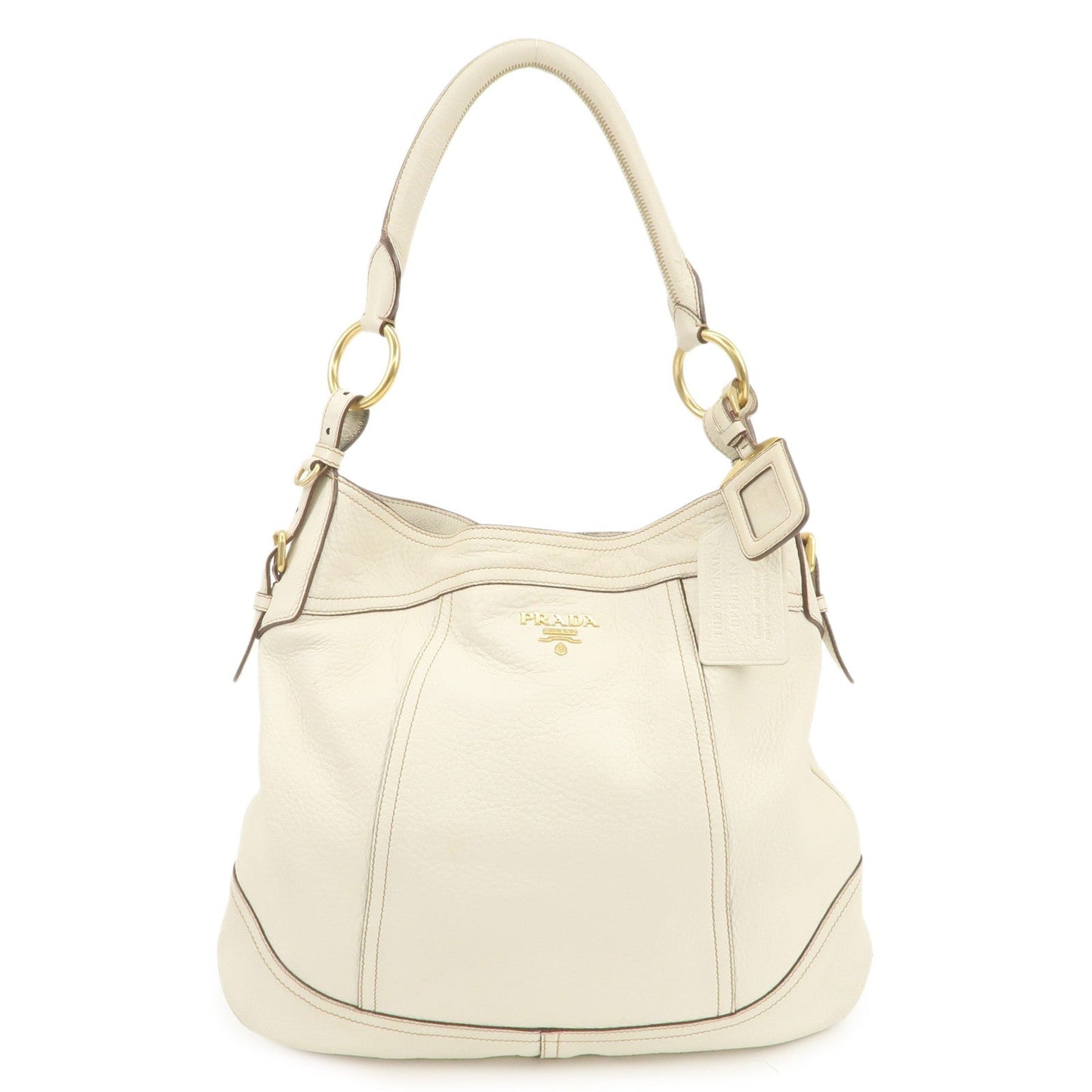 PRADA Logo Shoulder Bag Hand Bag Ivory
