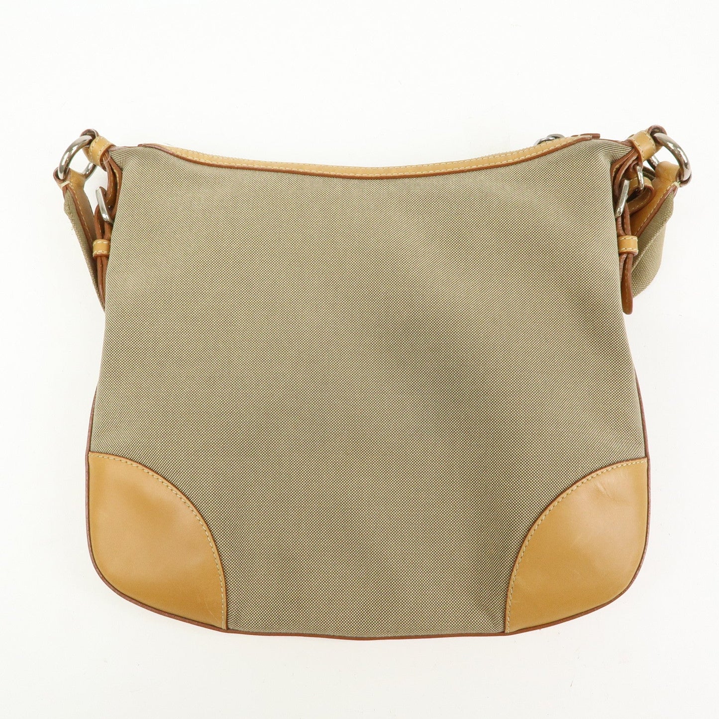 PRADA Logo Jacquard Leather Shoulder Bag Crossbody Bag Camel BT0533