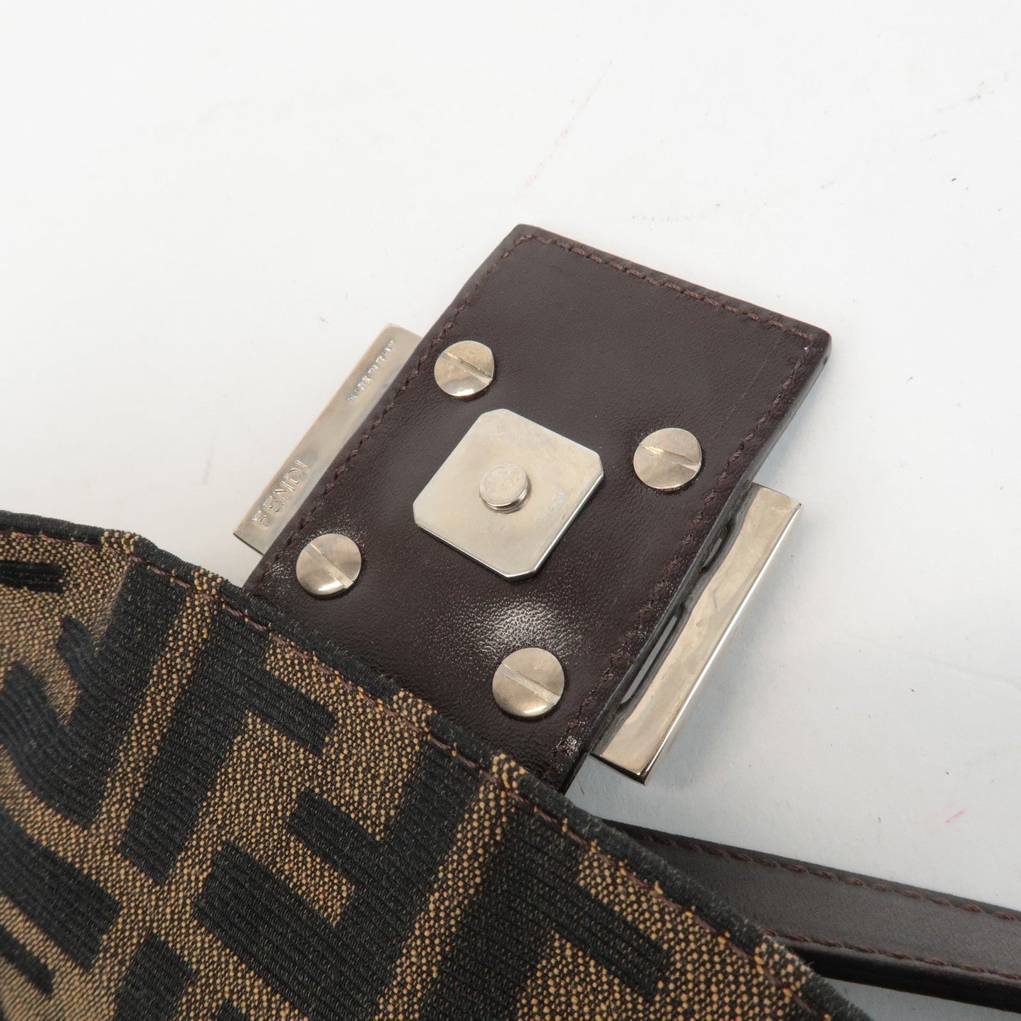 FENDI Zucca Mamma Baguette Canvas Shoulder Bag 26424 Brown Black