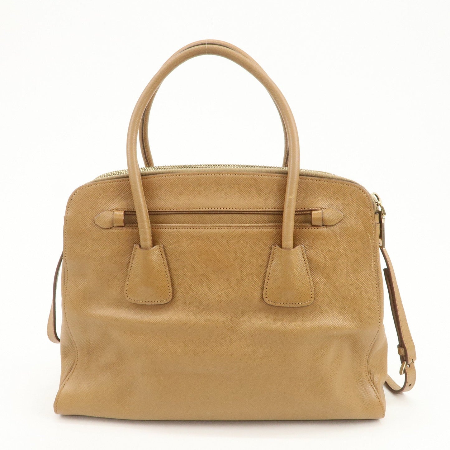 PRADA Leather 2Way Bag Hand Bag Shoulder Bag Light Brown BN2572