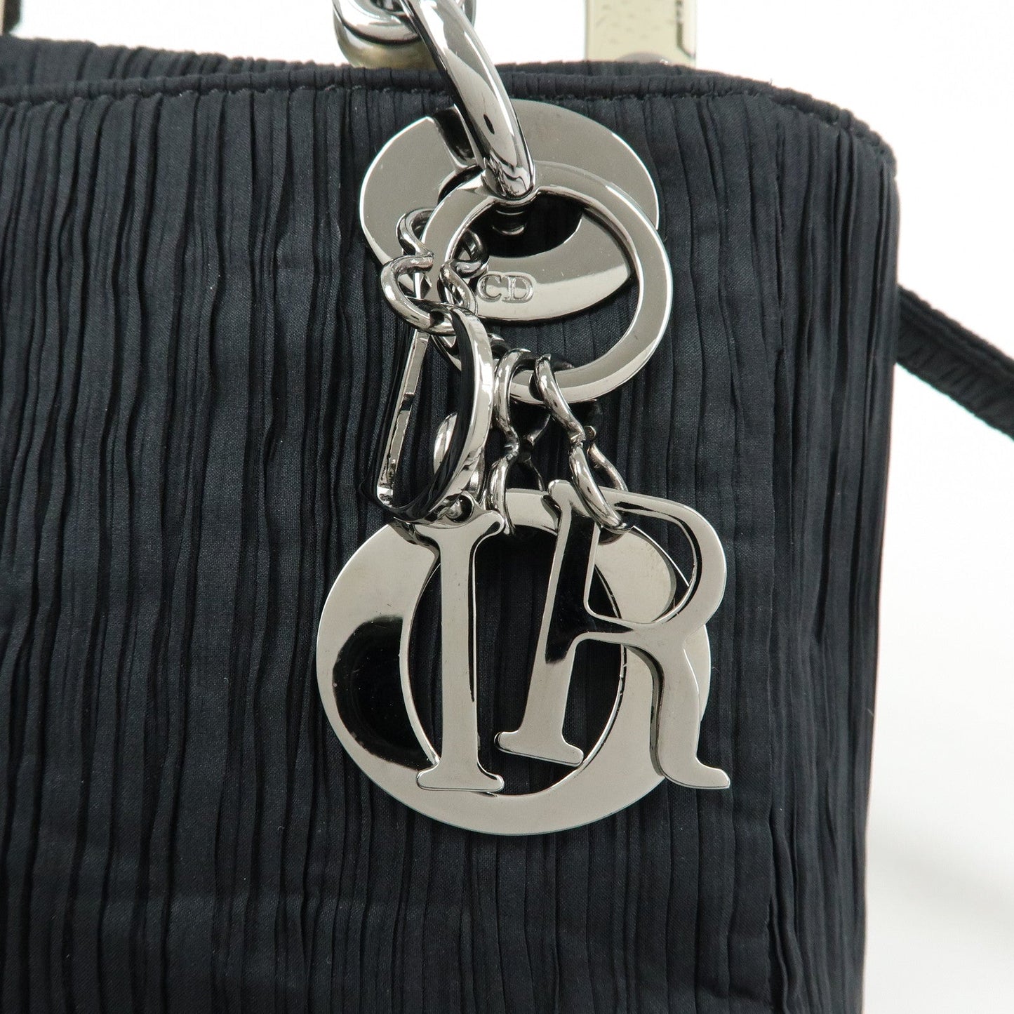 Christian Dior Lady Dior Rose Motif Satin 2Way Bag Hand Bag Black