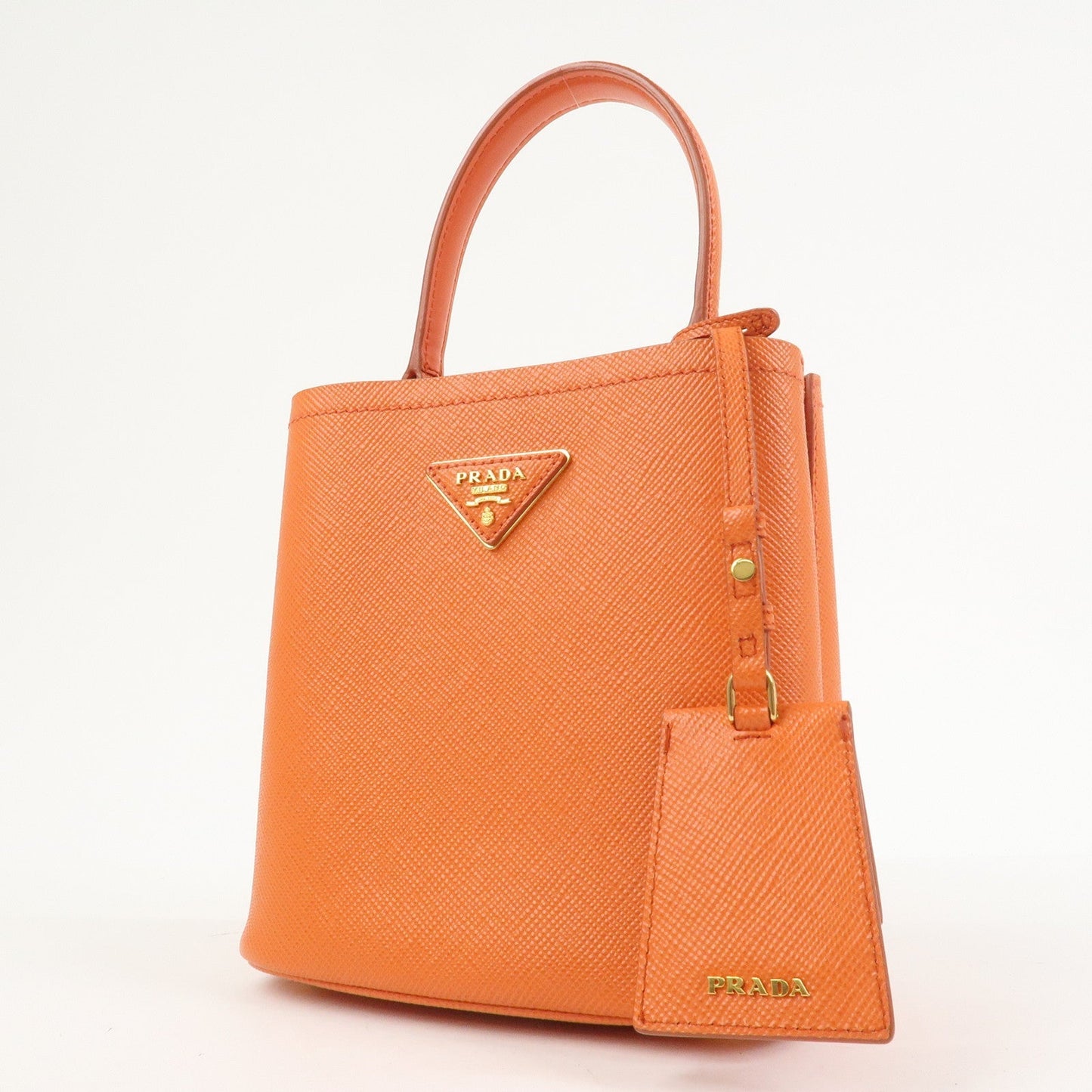 PRADA Panier 2Way Bag Hand Bag Shoulder Bag Orange 1BA217