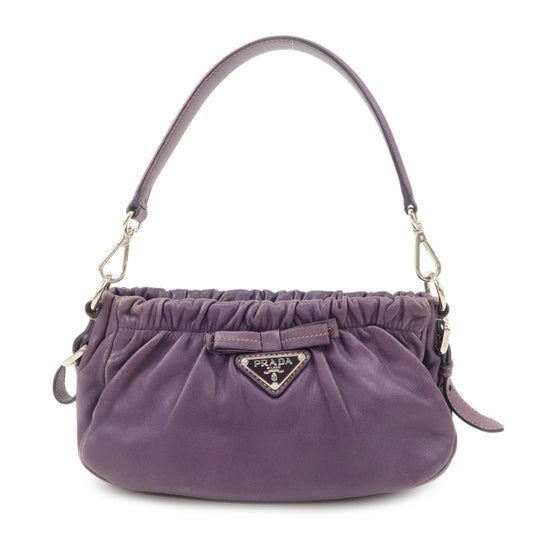 PRADA Ribbon Leather Shoulder Bag Hand Bag Purple