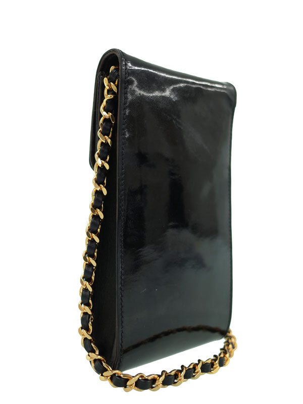 Chanel Coco Mark Chain Mini Pouch Shoulder Bag Black