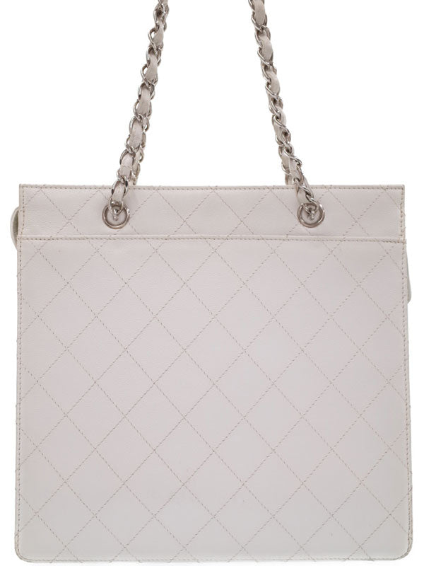 Chanel Matelasse Chain Tote Bag Shoulder Bag White