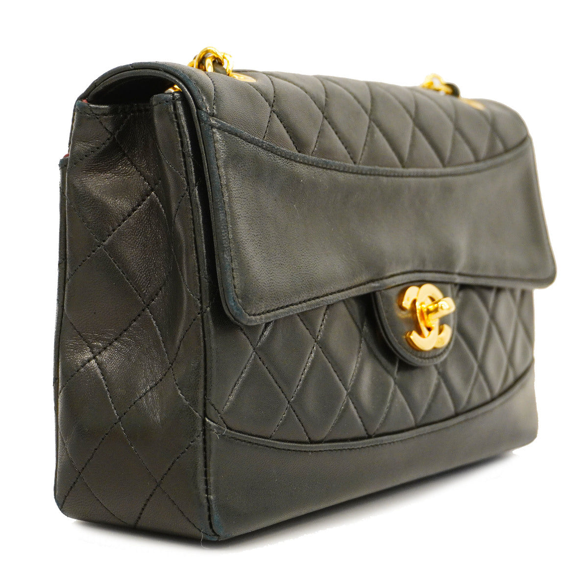 Chanel Shoulder Bag Matelasse Chain Lambskin Black