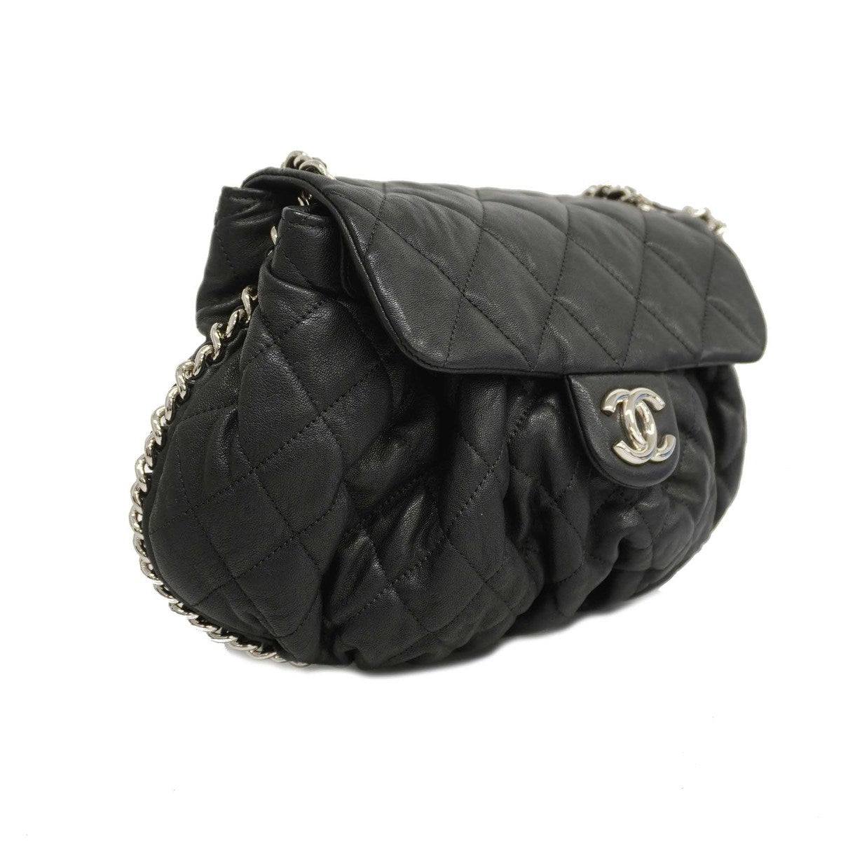 Chanel  Line Single Chain Leather Black