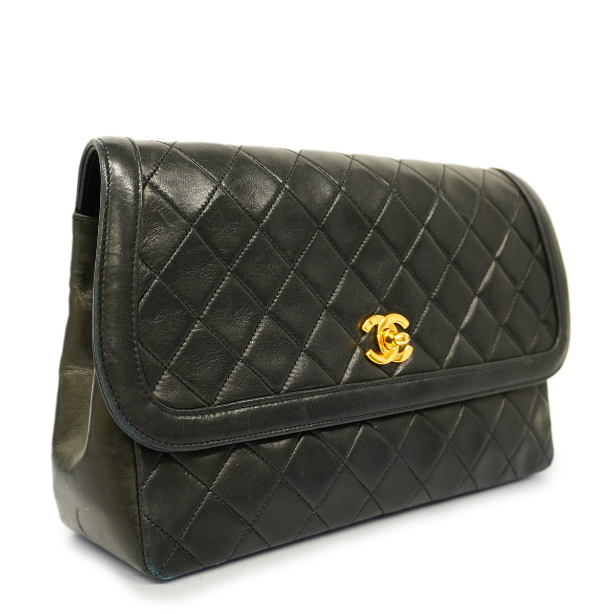 Chanel Shoulder Bag Matelasse Single Chain Lambskin Black