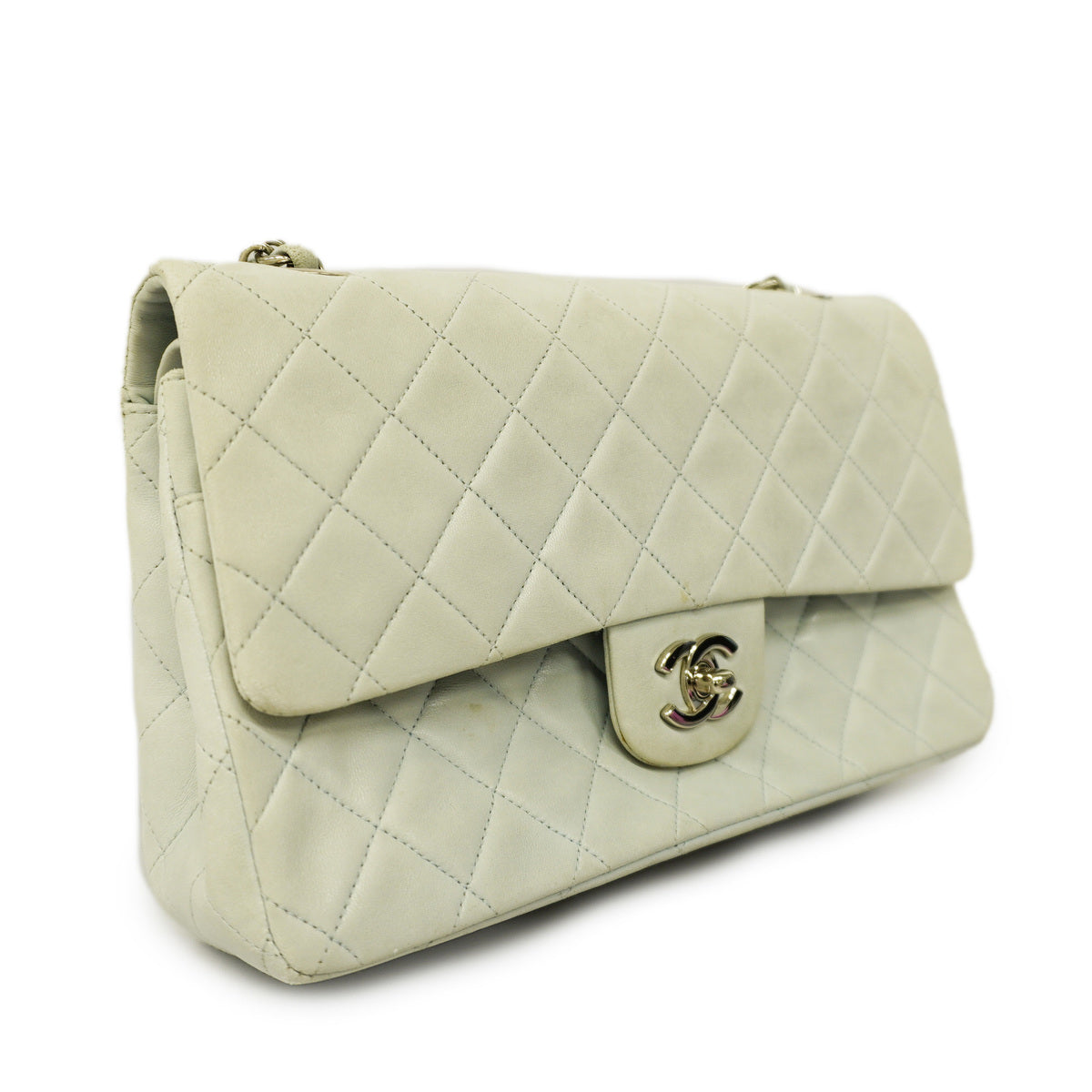 Chanel Matelasse W Flap W Chain Lambskin Light Blue
