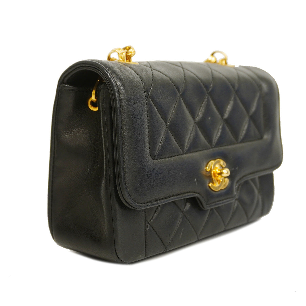 Chanel Shoulder Bag Mini Matelasse Chain Lambskin Black