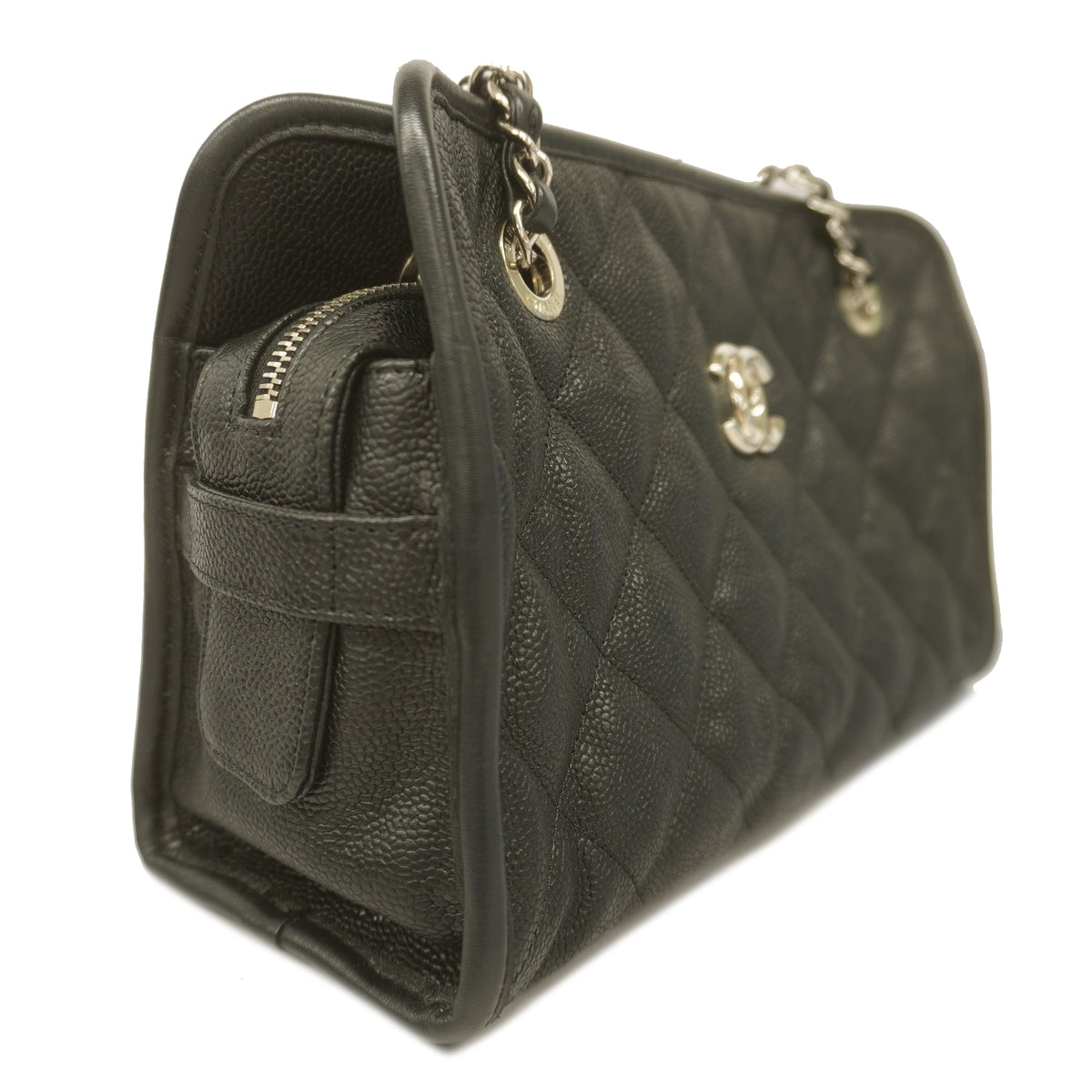 Chanel Shoulder Bag Matelasse Chain Caviar Skin Black