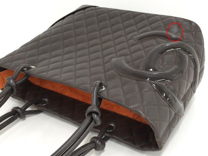 Chanel Cambon Line Large Tote Bag Leather Dark Brown