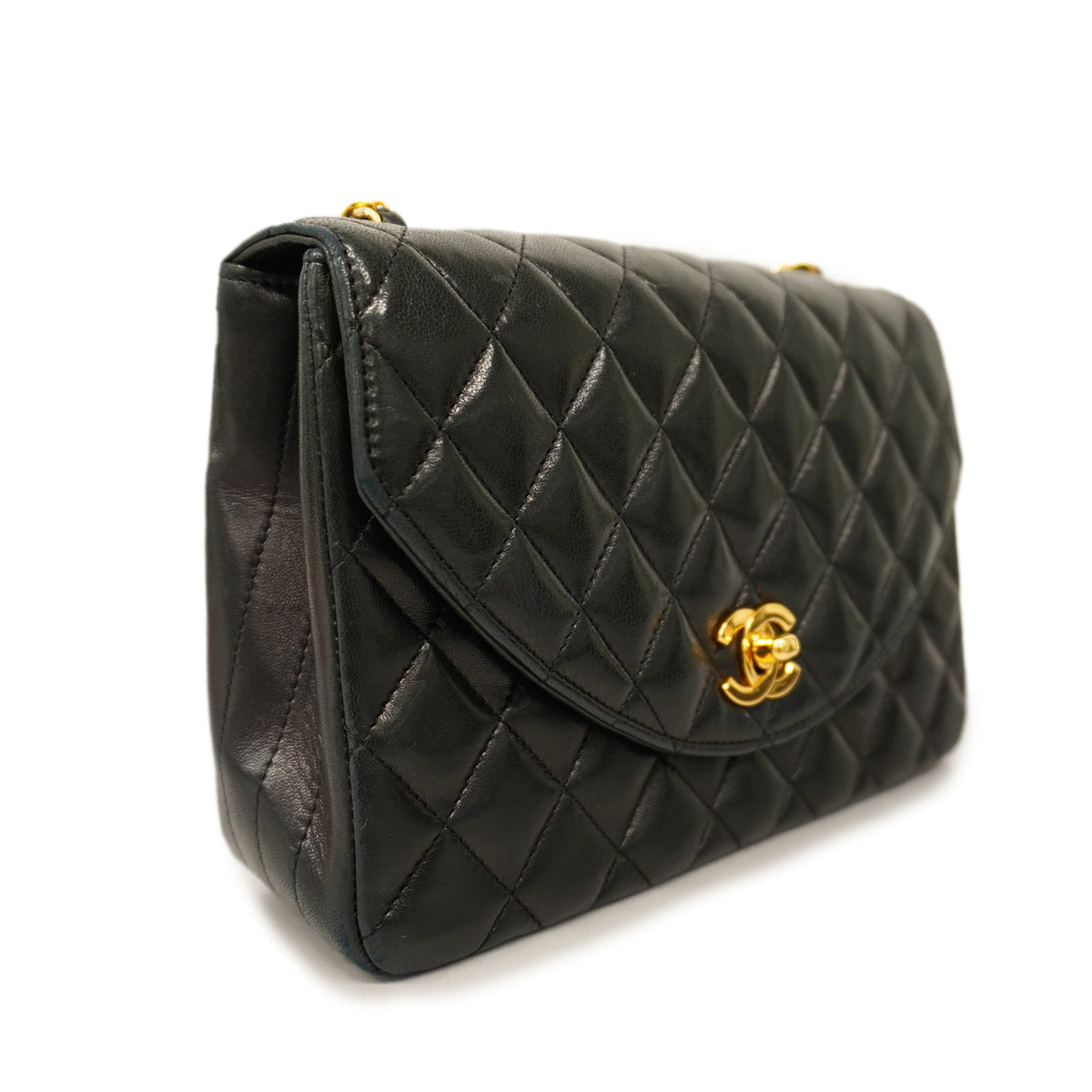 Chanel Shoulder Bag Matelasse Single Chain Lambskin Black
