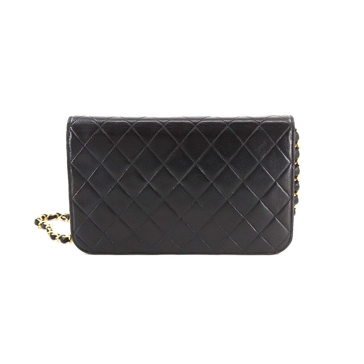 Chanel Matelasse Chain Shoulder Bag Leather Black Gold Hardware Push Lock