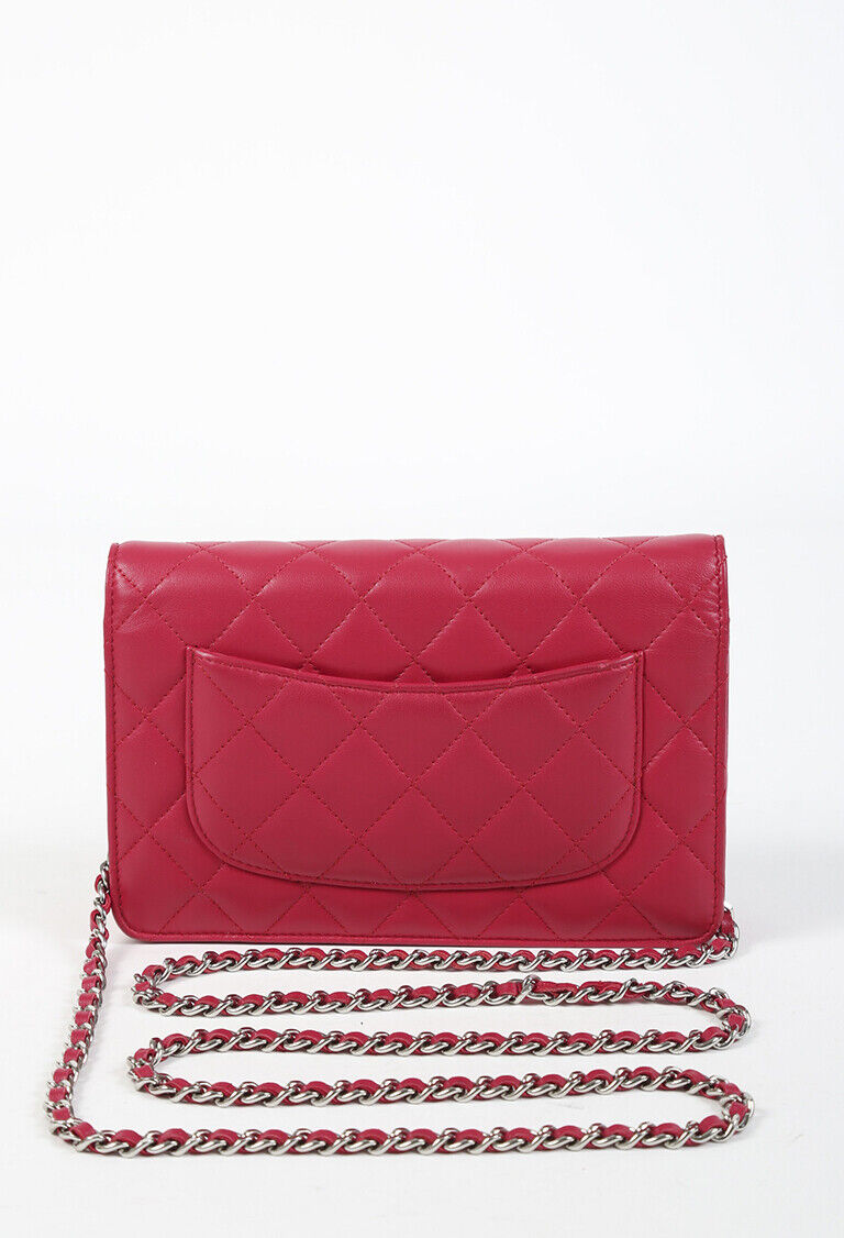 Chanel Wallet on Chain Red Quilted Lambskin Leather CC Crossbody Bag