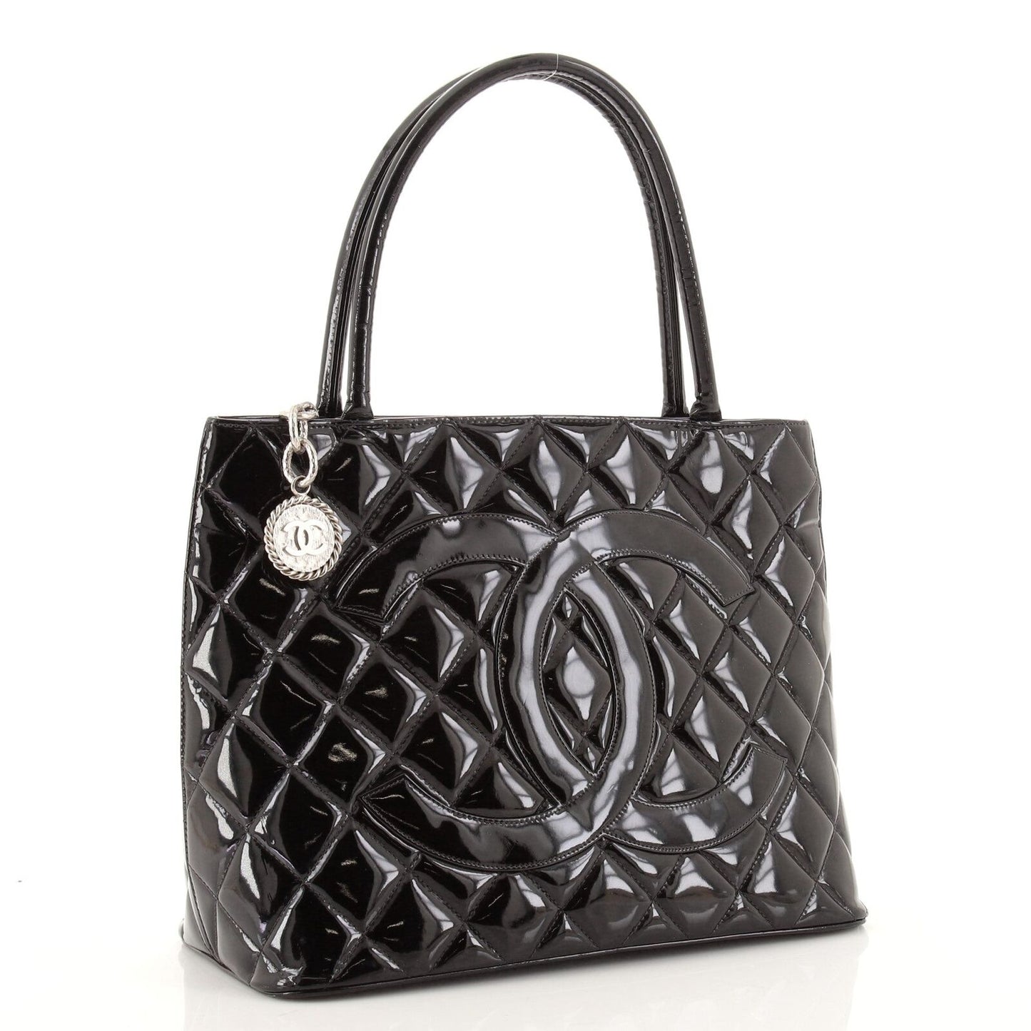 Chanel Medallion Tote Quilted Patent Black