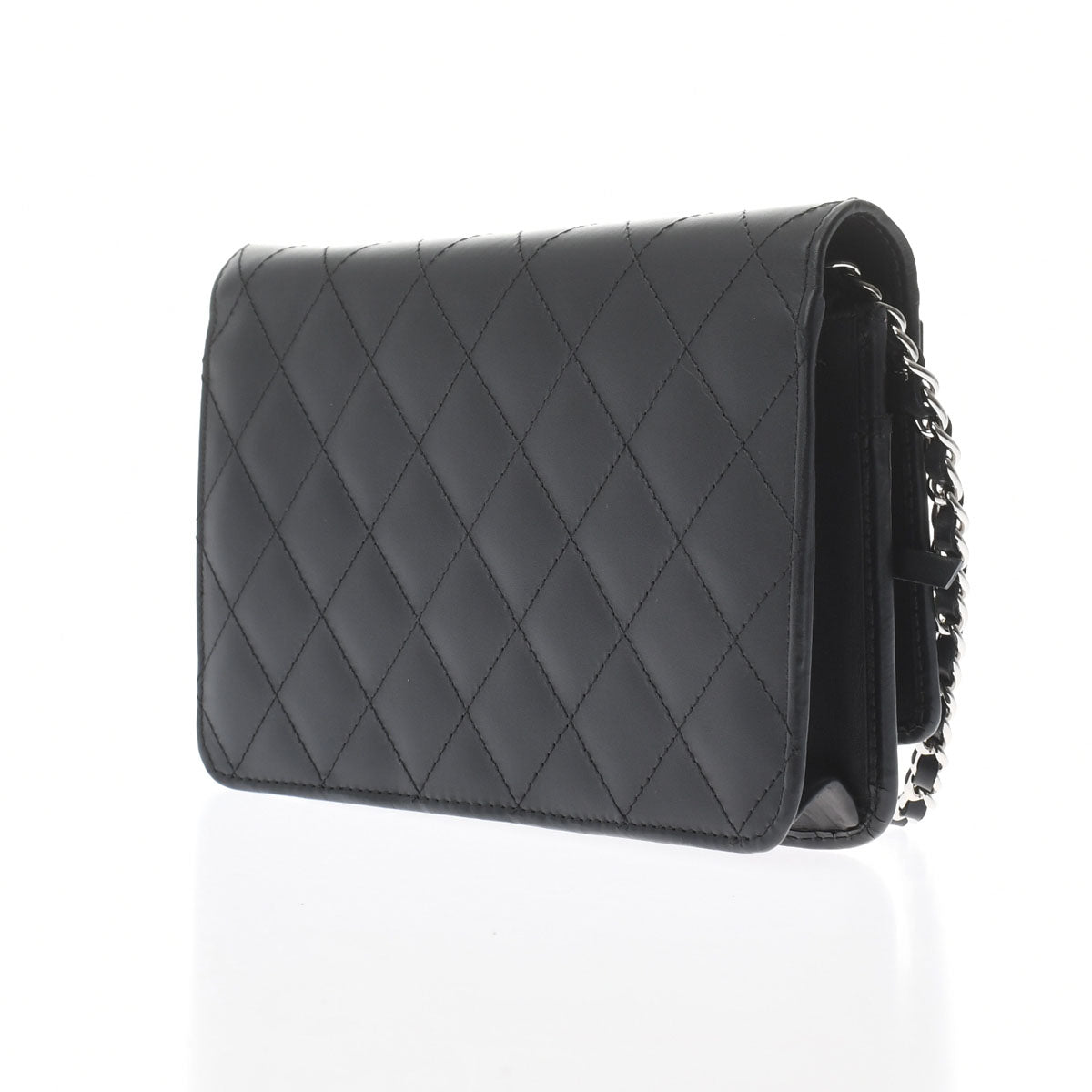 Chanel Line Black/Silver hardware Calfskin Women's Chain Wallet