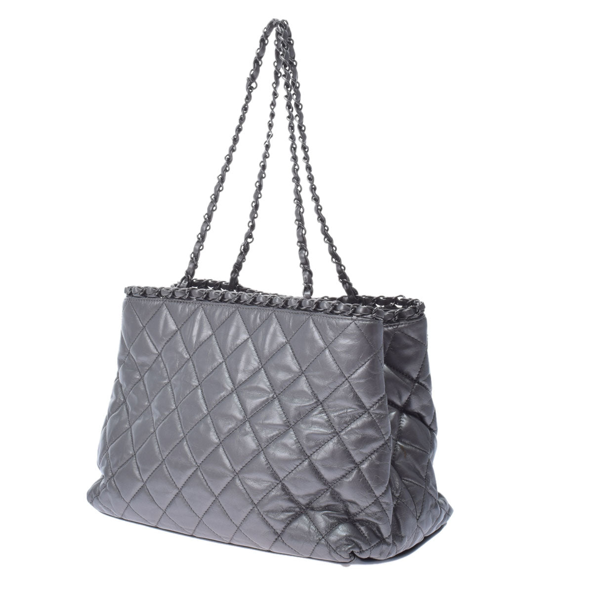 Chanel Chain Me Gray/Vintage Silver Hardware Aged Calfskin Tote Bag