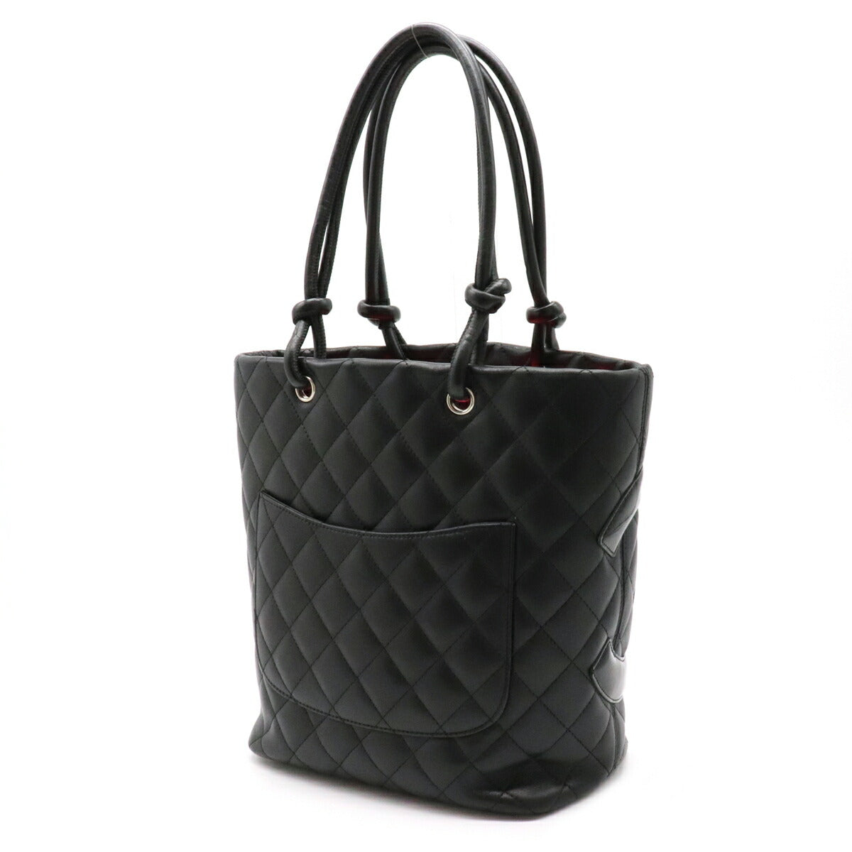 Chanel Cambon Line Medium Tote Bag Soft Calf Enamel Black