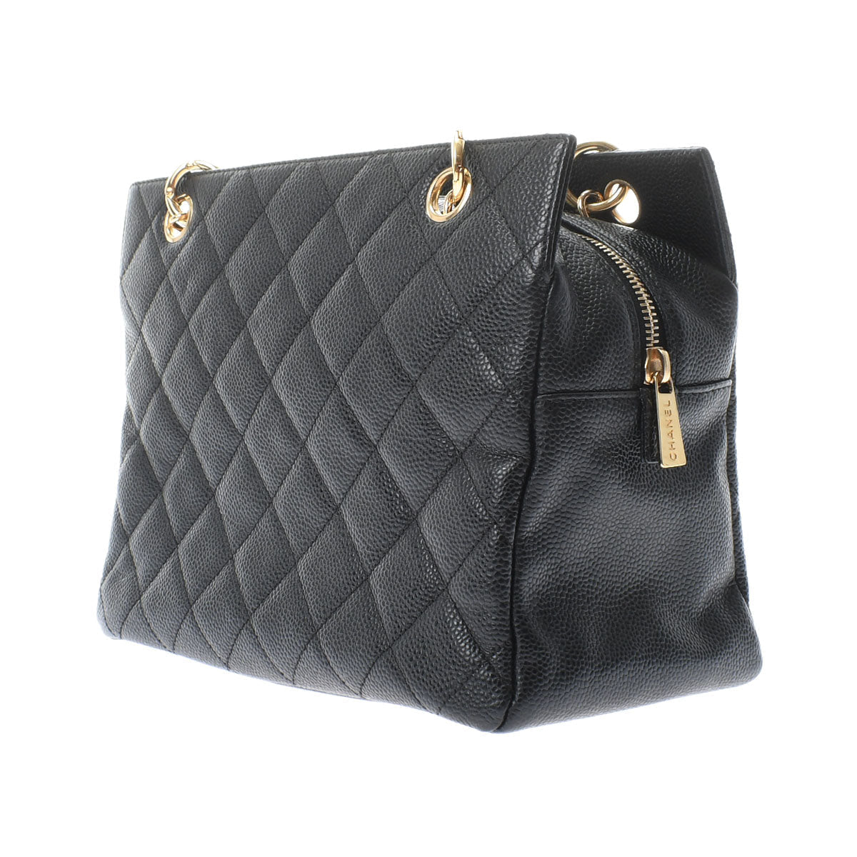 CHANEL Matelasse Black/Gold Hardware Caviar Skin Chain Tote Bag Handbag