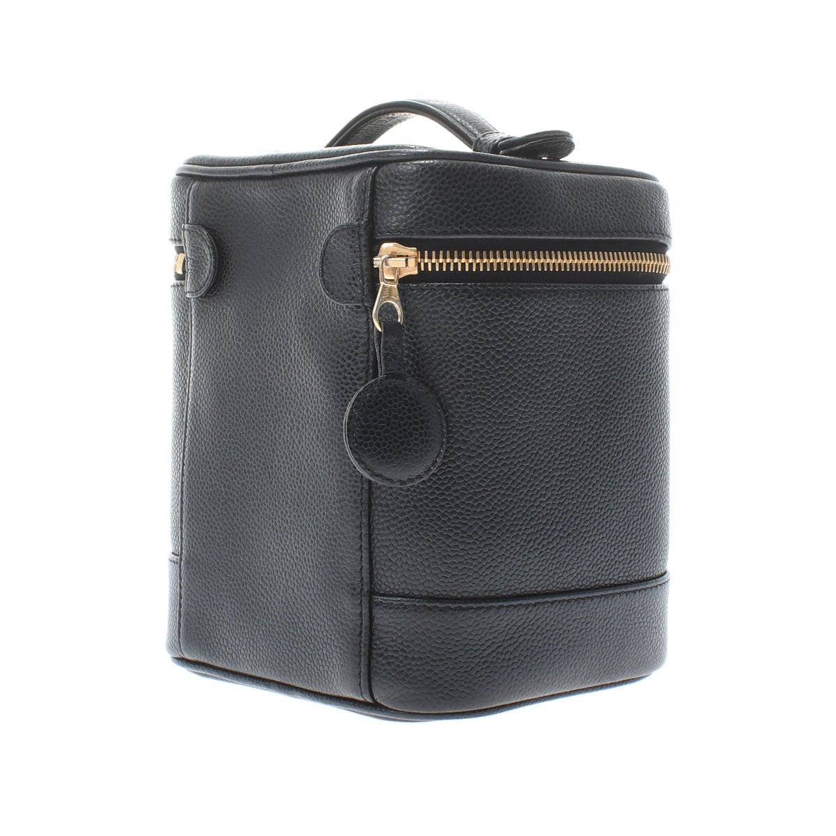 Chanel Vanity Black Gold Hardware Caviar Skin Handbag